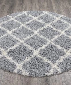 WRG Gray Soft White Shag Trellis Area Rugs