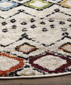 WRG Modern Moroccan Pattern Ivory Multi-Color Area Rug All Area Rugs And Runners