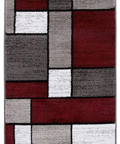 WRG All Area Rugs And Runners Modern Box Red Gray White Area Rug