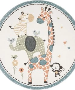 Safavieh All Area Rugs And Runners Carousel Kids Collection CRK120A Animal Nursery Playroom Area Rug,Ivory