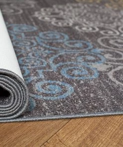 WRG All Area Rugs And Runners Gray Floral Area Rug Non-Slip/ No Skid