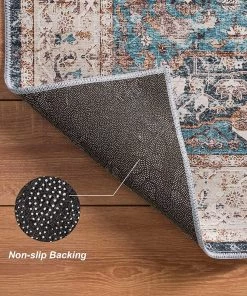 Adiva Rugs Machine Washable Area Rugs, Persian Vintage Medallion Boho Rug For Living Room Rugs - Stain Resistant & Non-Slip All Area Rugs And Runners