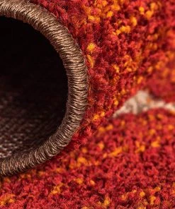 Warm Toned Checkered Multi-color Brown Orange Area Rugs