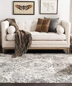 FAS Floral Cream/ Silver Soft Area Rugs