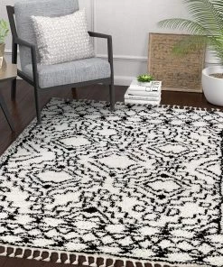 Well Woven Miranda White Moroccan Shag Diamond Medallion Pattern Area Rug All Area Rugs And Runners