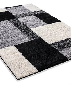 Cubes Black Contemporary Rug Modern Geometric Pattern Shag Area Rug 47 Cubes Black Contemporary Rug Modern Geometric Pattern Shag Area Rug