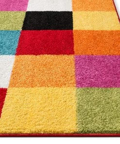 WW Geometric Squares Bright Multi-color Area Rugs