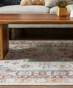 Well Woven Vera Vintage Grey Tribal Diamond Medallion Pattern Area Rug