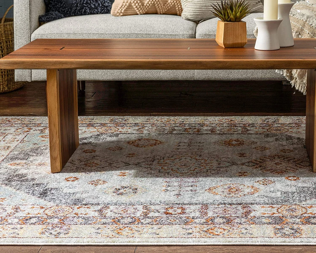 Virden Vera Vintage Ivory Grey Rust Tribal Diamond Medallion Pattern Area Rug 6 Virden Vera Vintage Ivory Grey Rust Tribal Diamond Medallion Pattern Area Rug