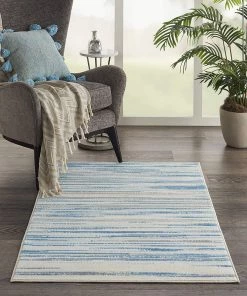 NOUR All Area Rugs And Runners Modern Coastal Blue Area Rug