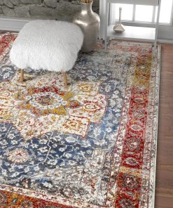 WW Modern Floral Persian Design Yellow Red Blue Area Rug All Area Rugs And Runners