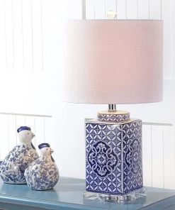 JONATHAN Lamps Choi 23" Chinoiserie LED Table Lamp Blue/White