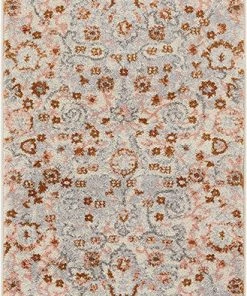 WW Vintage Floral Medallion Gray/Grey Copper Area Rugs All Area Rugs And Runners