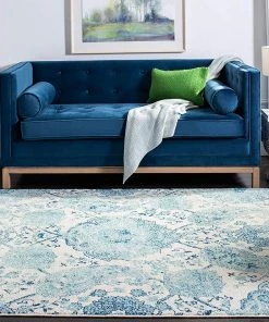 FAS Floral Cream/Turquoise Soft Area Rugs