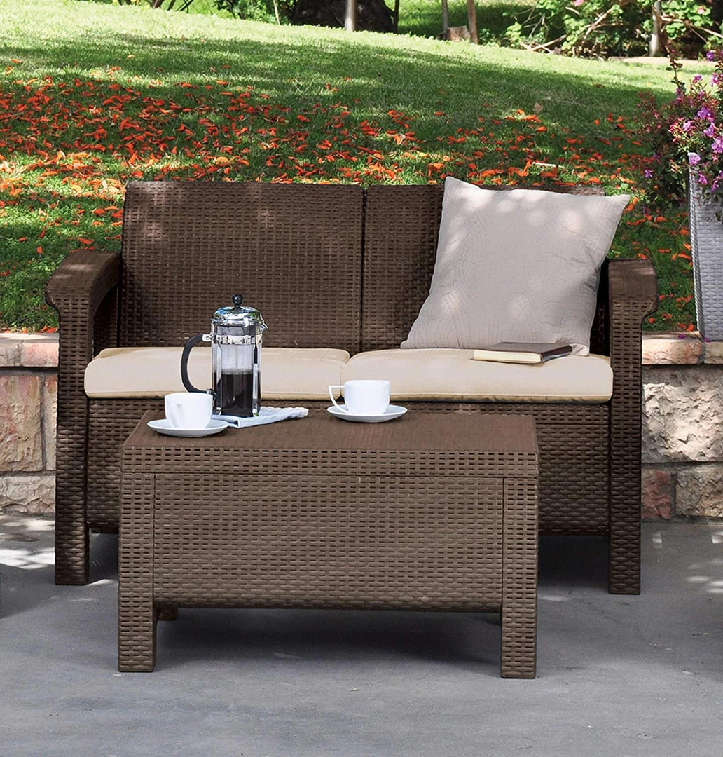 Modern Rugs And Decor All Weather Indoor Outdoor Patio Love Seat Couch With Cushions - Perfect For Balcony, Deck, And Poolside Seating 3 Modern Rugs And Decor All Weather Indoor Outdoor Patio Love Seat Couch With Cushions - Perfect For Balcony, Deck, And Poolside Seating