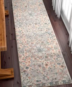 WW Vintage Floral Medallion Gray/Grey Pink Area Rugs All Area Rugs And Runners