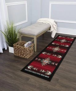 FAS All Area Rugs And Runners Southwest Black Red Ivory Low Pile Area Rugs