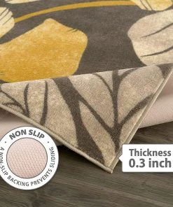 Camilson Floral Soft Area Rug - Non Slip Large Flower Carpet For Indoor All Area Rugs And Runners