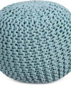 BIRDROCK HOME Round Pouf Foot Stool Ottoman - Knit Bean Bag Floor Chair - Cotton Braided Cord - Great For The Living Room, Bedroom And Kids Room - Small Furniture 22 BIRDROCK HOME Round Pouf Foot Stool Ottoman - Knit Bean Bag Floor Chair - Cotton Braided Cord - Great For The Living Room, Bedroom And Kids Room - Small Furniture