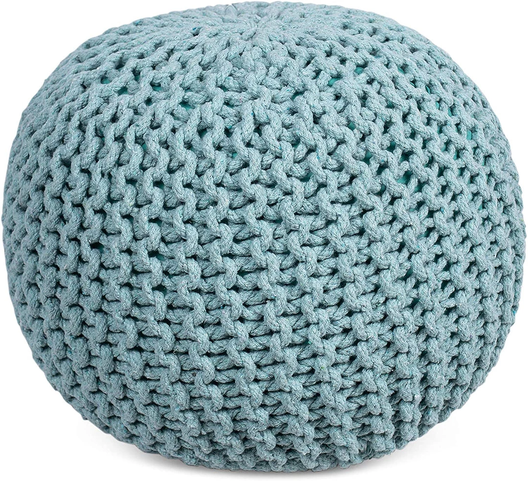 BIRDROCK HOME Round Pouf Foot Stool Ottoman - Knit Bean Bag Floor Chair - Cotton Braided Cord - Great For The Living Room, Bedroom And Kids Room - Small Furniture 11 BIRDROCK HOME Round Pouf Foot Stool Ottoman - Knit Bean Bag Floor Chair - Cotton Braided Cord - Great For The Living Room, Bedroom And Kids Room - Small Furniture