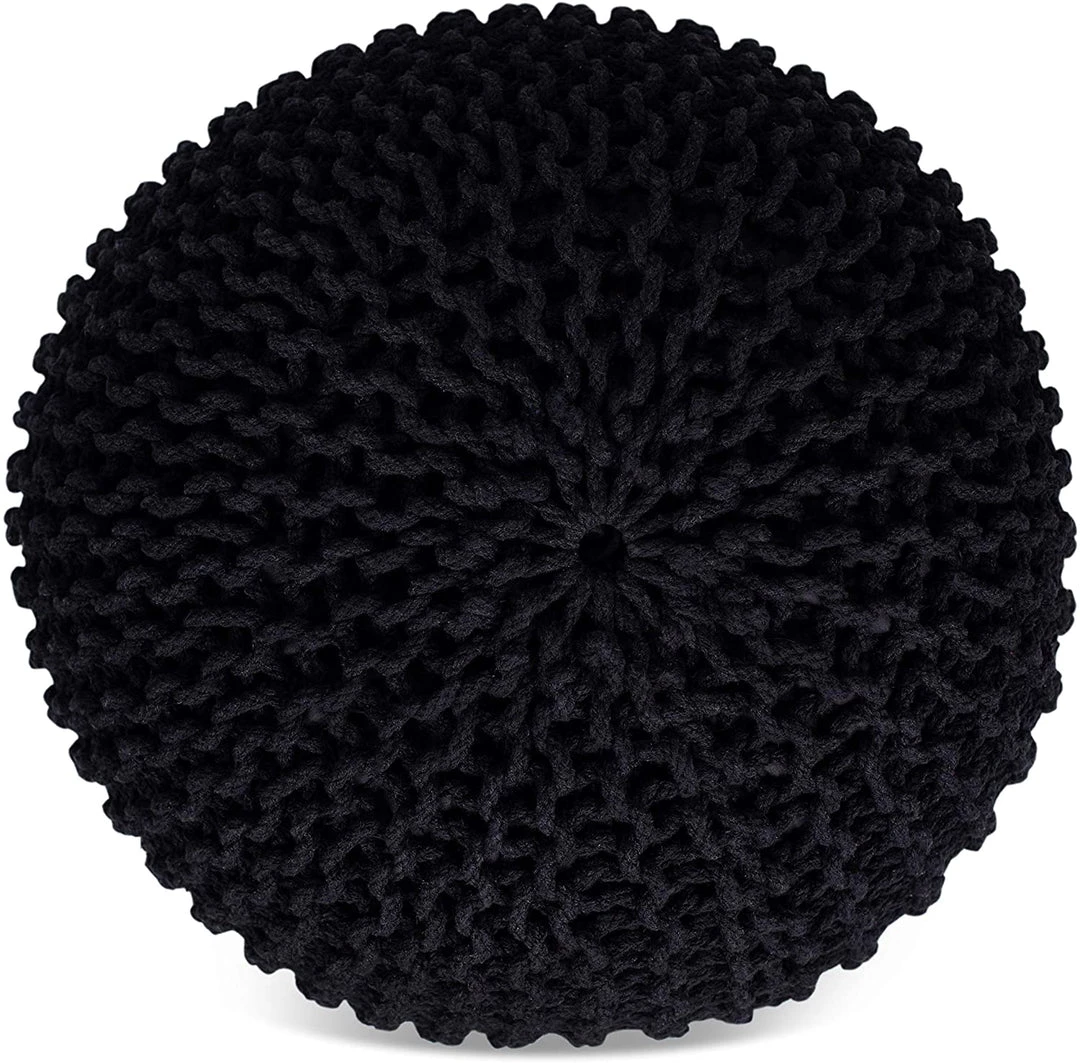 BIRDROCK HOME Round Pouf Foot Stool Ottoman - Knit Bean Bag Floor Chair - Cotton Braided Cord - Great For The Living Room, Bedroom And Kids Room - Small Furniture 2 BIRDROCK HOME Round Pouf Foot Stool Ottoman - Knit Bean Bag Floor Chair - Cotton Braided Cord - Great For The Living Room, Bedroom And Kids Room - Small Furniture