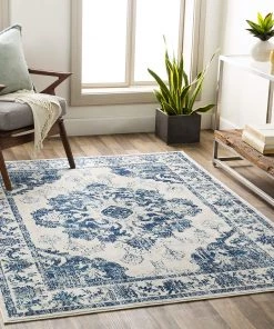 Artistic Delney Blue Soft Area Rug Navy