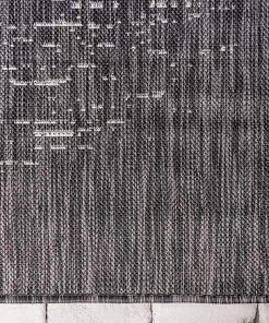 Unique Loom Outdoor Modern Collection Distressed Gradient Transitional Charcoal Gray Area Rug