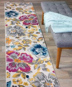WRG Floral Multi-color Gray Yellow Fuchsia Area Rugs All Area Rugs And Runners