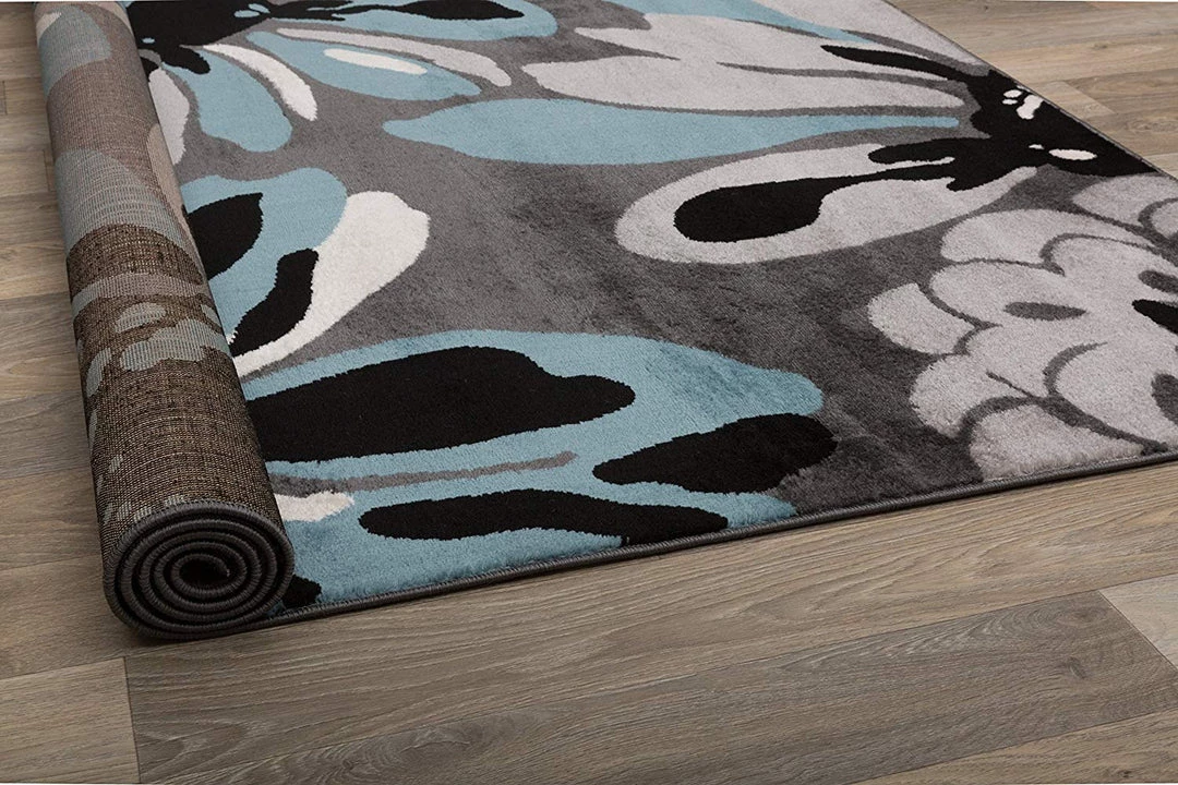 WRG All Area Rugs And Runners Floral Gray Black Blue Area Rug 4 WRG All Area Rugs And Runners Floral Gray Black Blue Area Rug