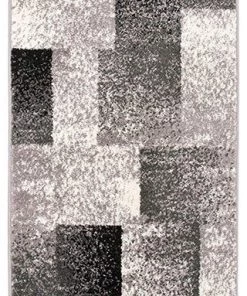 Modern Distressed Boxes Geometric Gray Box Pattern Area Rugs