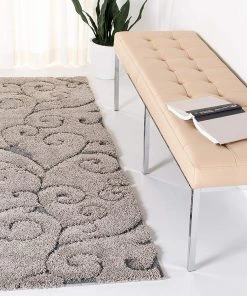 FAS Premium Swirl Thick Plush Grey/Light Blue Area Shag Rug