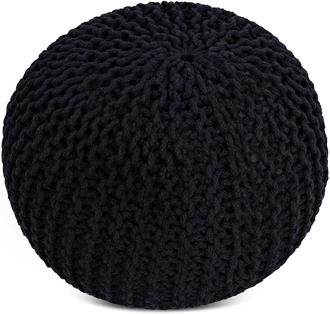 BIRDROCK HOME Round Pouf Foot Stool Ottoman - Knit Bean Bag Floor Chair - Cotton Braided Cord - Great For The Living Room, Bedroom And Kids Room - Small Furniture 4 BIRDROCK HOME Round Pouf Foot Stool Ottoman - Knit Bean Bag Floor Chair - Cotton Braided Cord - Great For The Living Room, Bedroom And Kids Room - Small Furniture