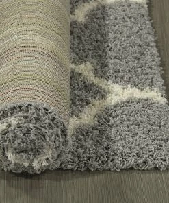 WRG Gray Soft White Shag Trellis Area Rugs