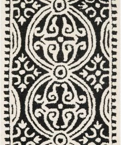 FAS All Area Rugs And Runners Handcrafted Geometric Black Ivory Premium Wool Soft Area Rug