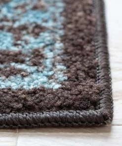 Modern Rugs And Decor Maples Rugs Pelham Vintage Kitchen Rugs Non Skid Blue/Walnut