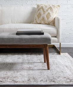 UL Vintage Distressed Bordered Beige Area Rugs