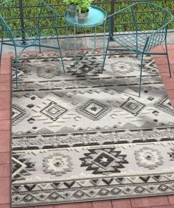 WRG All Area Rugs And Runners Southwestern Style Gray White High Traffic Stain Resistant Indoor Outdoor Area Rug
