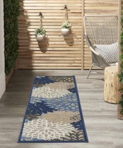 WRG Indoor/Outdoor Floral Blue/Multicolor Area Rug