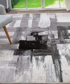 WRG All Area Rugs And Runners Abstract Black Gray Ivory Area Rug