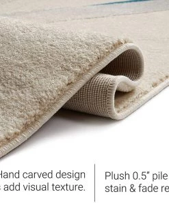 WW Modern Geometric Blue Ivory Comfy Hand Carved Area Rugs 14 WW Modern Geometric Blue Ivory Comfy Hand Carved Area Rugs