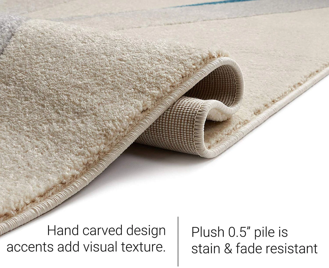 WW Modern Geometric Blue Ivory Comfy Hand Carved Area Rugs 6 WW Modern Geometric Blue Ivory Comfy Hand Carved Area Rugs