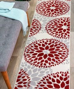 WRG Floral Gray/Grey Red Area Rug All Area Rugs And Runners