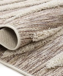 All Area Rugs And Runners Bergen Beige Flat-Weave Hi-Low Pile Stripes Moroccan Tribal Area Rug