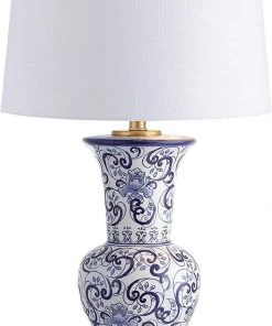 JONATHAN Lamps Leo 28.5" Chinoiserie LED Table Lamp Blue/White