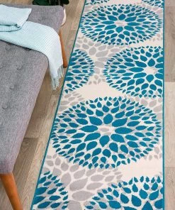 WRG Floral Gray/Grey Turquoise Blue Area Rug All Area Rugs And Runners