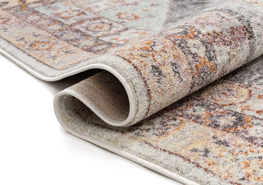 Virden Vera Vintage Ivory Grey Rust Tribal Diamond Medallion Pattern Area Rug 5 Virden Vera Vintage Ivory Grey Rust Tribal Diamond Medallion Pattern Area Rug