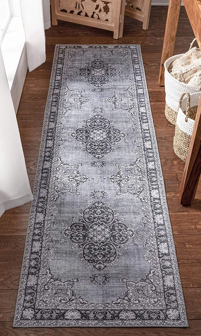 Well Woven Machine Washable Grey Vintage Oriental Medallion Flat Pile Area Rug All Area Rugs And Runners 8 Well Woven Machine Washable Grey Vintage Oriental Medallion Flat Pile Area Rug All Area Rugs And Runners