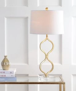 JONATHAN Lamps Levi 31.5 In. Gold Leaf Metal/Crystal Table Lamp