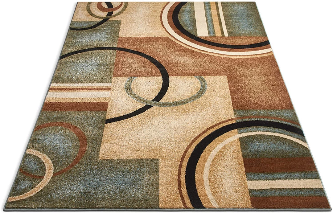 WW Modern Geometric Circles Light Blue Multi Soft Area Rugs 4 WW Modern Geometric Circles Light Blue Multi Soft Area Rugs