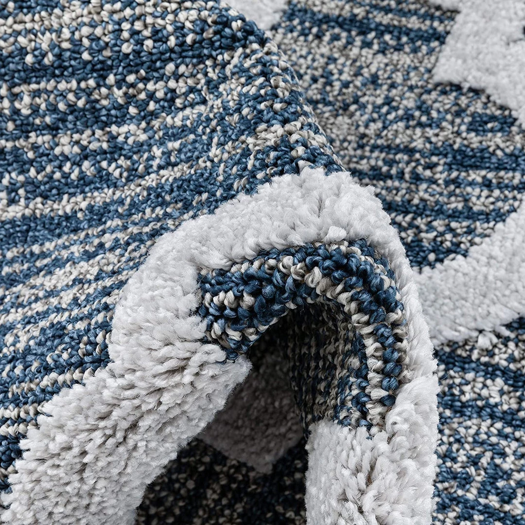 Well Woven Vera Navy Blue Grey | Moroccan Lattice High-Lo Textured | Area Rug 4 Well Woven Vera Navy Blue Grey | Moroccan Lattice High-Lo Textured | Area Rug